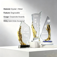 Placa de Cristal Transparente Grabable, Base de Metal para Escritorio, Trofeo de Cristal Personalizado
