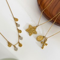 Collier Pendentif Croix Étoile à Cinq Branches en Acier Titane avec Diamant Vierge, Style Classique, Tendance Européenne et Américaine