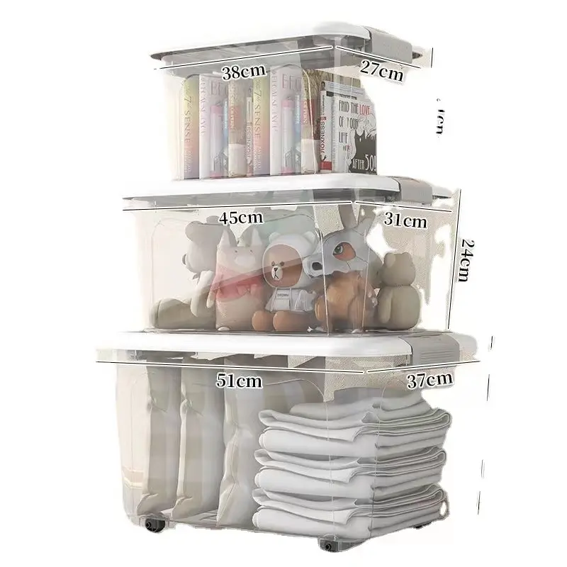 Transparent clear stackable toy clothing storage bins small big plastic storage boxes bin with lids