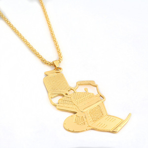 Collana con Ciondolo a Forma di Rasoio da Barbiere in Lega di Zinco Placcata <span class=keywords><strong>Oro</strong></span> e Argento con Catena di Perline - Gioielli Unisex Stile Hip Hop - Product Image 4