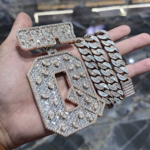 Colgante de Moissanita VVS Color D Personalizado, Plata de Ley 925, Dos Tonos, Corte Baguette, Chapado en Oro de 18K con Certificado GRA, Estilo Hip Hop para Hombre - Product Image 5