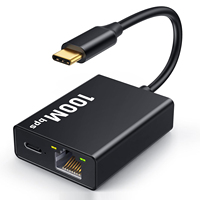 TUTI Hub USB 2 en 1 con Puerto LAN RJ45 100/1000Mbps, Carga PD 100W, Tarjeta de Red Gigabit 1000Mbps para Chromecast con Google TV