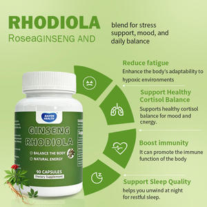 Capsules de Ginseng et Rhodiola Rosea, 90 unités, antioxydant pour adultes, énergie naturelle et soutien contre le stress, complément alimentaire - Product Image 2