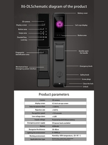Serrure de porte intelligente avec reconnaissance faciale 3D, écran de 4,5 pouces, caméra sans fil automatique, empreinte digitale, Tuya - Product Image 6