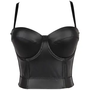 Sling PU deri avrupa ve amerika birleşik devletleri seksi göğüs sarılmış otel Bungee ceket kadın dip anti-boş siyah tüp üst