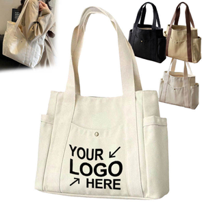 Bolsas de hombro al por mayor de alta calidad, bolsas de compras reutilizables de lona de algodón, bolsas de lona de gran capacidad personalizadas con logotipos - Product Image 1