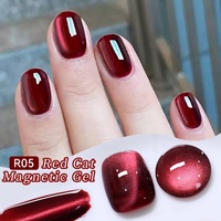 UR SUGAR perles de verre à vin de cerise avec logo personnalisé gel magnétique pour chat lumière de l'eau gemme rouge gel pour les yeux de chat vernis à ongles gel UV soak off