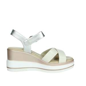 Sandalias de Plataforma con Cuña Cinzia Soft Donna Bianco Argento para Mujer - Product Image 3