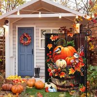 Drapeau de jardin personnalisé en polyester imperméable pour la décoration extérieure de la maison, de la pelouse et du jardin, thème récolte d'automne et Thanksgiving