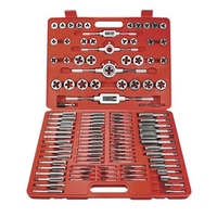 Kit de 110 pièces multifonctionnel en acier allié pour filetage de tuyaux, comprenant un jeu de tarauds et filières, une clé et un outil manuel pour filetage métrique externe