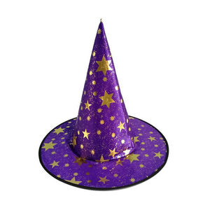 Sombrero de bruja de Halloween para niños <span class=keywords><strong>y</strong></span> adultos, accesorios de fiesta del festival fantasma, sombreros puntiagudos de cinco estrellas, color negro, barato, venta al por mayor - Product Image 4
