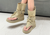 Sandales montantes à talon compensé pour filles, collection été 2026, couleur unie, pour petites et grandes filles