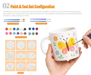 Kit de <span class=keywords><strong>peinture</strong></span> DIY pour tasses conforme EN71 avec coffret cadeau haut de gamme, ensemble de tasses en céramique personnalisables pour le graffiti, idéal pour Noël et les fêtes - Product Image 3