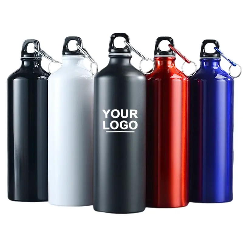 زجاجة مياه ترويجية رخيصة مخصصة مع شعار الشركة ألومنيوم للرياضة الخارجية أو زجاجة للترقية