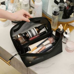 New Design Large Capacity Mesh Cosmetic <b>Bag</b> Outdoor Travel Clear Mesh Toiletry Pouch Square Make up <b>Bag</b> - Product Image 4