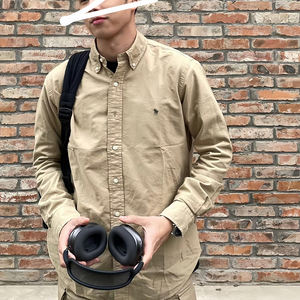 プラスサイズメンズ長袖デニムシャツポケット付きフォアメンズ100% コットン - Product Image 1