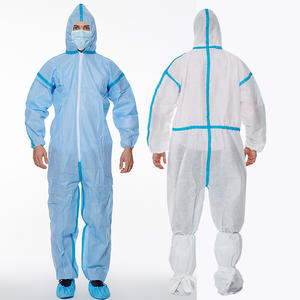 타입 2 CE 인증 일회용 안전 폴리프로필렌 보호 작업복 점프수트 후드 실험실용 50/55 Gsm 정전기 방지 - Product Image 1
