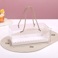 Boîte d'emballage pour gâteau roulé XL rectangulaire transparente écologique moderne en PET, à main, pour la cuisson de gâteaux roulés, pâtisserie à emporter