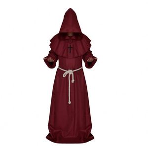 Robe longue à capuche de moine médiéval Renaissance, costume de frère, chevalier, sorcier, diable, cape - Product Image 3