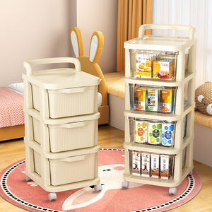 <span class=keywords><strong>Carrito</strong></span> rodante estilo crema: unidad de almacenamiento independiente y móvil para aperitivos, juguetes para bebés y suministros para bebés - Product Image 1