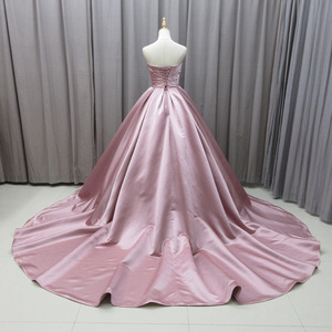 Robe de bal en satin pour mariée, robes de soirée sexy, robes de cérémonie plissées Mz0002 - Product Image 2