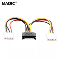Cable adaptador de corriente SATA de 15 Pines, Cable adaptador hembra IDE HDD de 4 pines macho a Dual Molex, 20cm