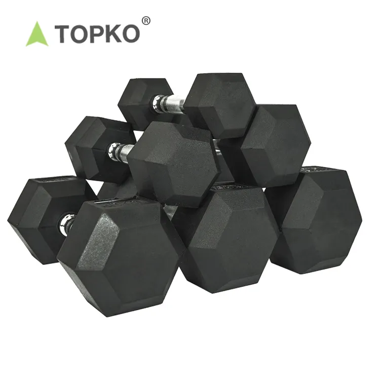 TOPKO रबर स्टील सामग्री डम्बल 5kg 10kg 20kg पुरुष और महिला के लिए इनडोर जिम स्वास्थ्य dumbbell सेट शरीर प्रशिक्षण