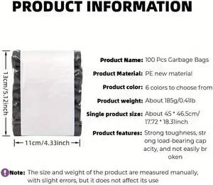 Bolsas de Basura de Polietileno Resistentes e Impermeables Huamaohengchun para Cocina, Baño, Dormitorio, Camping, Bolsas de Basura Portátiles - Product Image 4