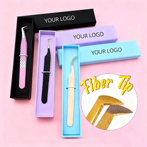 Ücretsiz Özel Logo Fiber Uçlu Sivri Kavisli Tamamen Siyah Anti-Statik Mükemmel Kavrama Noel Kirpik Uzatma Cımbızı - Product Image 3