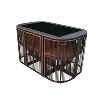 Ensemble de table et chaises de jardin Dingshuai, style chinois moderne, en rotin, amovible, pour cour, balcon, extérieur