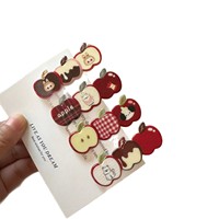 Barrettes à cheveux en acrylique en forme de pomme de Noël mignonnes, pinces à cheveux à bec de canard, épingles à cheveux latérales pour franges, accessoires capillaires pour filles et enfants