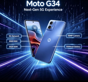 Smartphone Android débloqué Moto G34 <span class=keywords><strong>5G</strong></span>, écran IPS 6,5 pouces 120 Hz, appareil photo 50 MP, processeur octa-core - Product Image 1