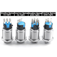 Commutateur à bouton métallique étanche en acier inoxydable 16/19/22mm Sélecteur autobloquant à 2/3 positions Combinaison 1NO1NC Niveau IP65