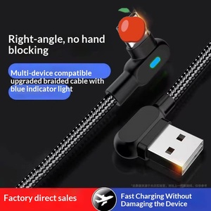 Câble de jeu pour téléphone portable à <span class=keywords><strong>double</strong></span> courbure avec lumière LED, tressé en nylon, compatible Android USB-C, charge rapide - Vente en gros disponible - Product Image 4