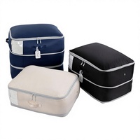 Sac de rangement auto-compressible 3 couches en tissu non tissé grande capacité pour couettes, couvertures et draps, lavable, pour chambre à coucher