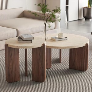 Table basse ronde avec pieds en bois massif, style minimaliste <span class=keywords><strong>Nankang</strong></span> Jiangxi, meubles de décoration pour salon et canapé - Product Image 2