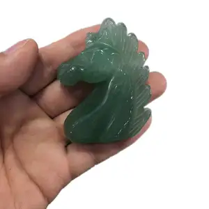 도매 자연 녹색 옥 돌 조각 크리스탈 유니콘 빛 매직 치유 유니콘