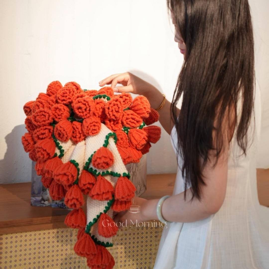 sunset orange rose blanket