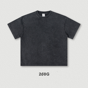 260 Grams Manufacturers' Custom 100% Cotton Oversized Vintage Black Acid Wash T-Shirt Heavyweight Soft Relaxed Streetwear Top - Product Image 2