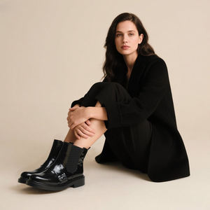 Yüksek yarım çizmeler rahat beyaz dikiş ipliği kadınlar için dayanıklı yakışıklı deri Chelsea çizmeler - Product Image 6