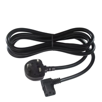 Kabel Ekstensi C13 Sudut Kiri 90 Derajat UK 3pin, Kabel Daya IEC IP11 untuk Komputer/TV, Hitam 250V 15A 6Ft