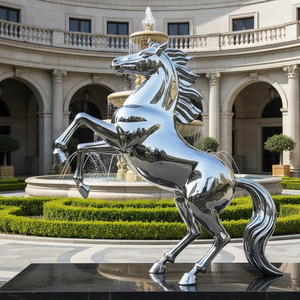 Sculpture d'animal en acier inoxydable pour l'extérieur, statue de cheval grandeur nature pour la décoration des centres commerciaux - Product Image 3