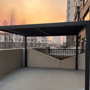 Custom Flat Top de aleación de aluminio al aire libre pabellón <span class=keywords><strong>terraza</strong></span> Sun Room Gazebo LED impermeable Flip Shutter sombrilla para hoteles jardines - Product Image 5