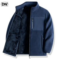 Veste polaire pour homme à col montant et fermeture éclair intégrale, doublée polaire d'agneau, style streetwear, manteau d'hiver chaud, vente en gros