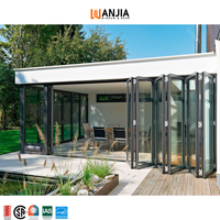 Portes pliantes en aluminium et verre WANJIA OEM personnalisées NFRC, portes accordéon intérieures, portes pliantes