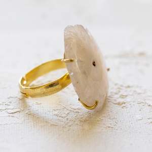 Anillo de piedras preciosas de cuarzo Solar blanco Natural pulido, Plata de Ley 92,5, último diseño Simple, alta calidad al por mayor - Product Image 2