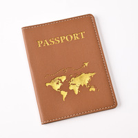 Housse de passeport ultra-fine personnalisée, carte du monde dorée, porte-passeport avec emplacement pour cartes, étui de passeport en cuir PU coloré