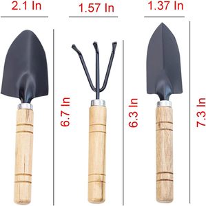 Ensemble d'outils de jardin en acier inoxydable avec manche en bois, pelle et râteau pour la plantation, le désherbage et l'entretien du sol - Product Image 2