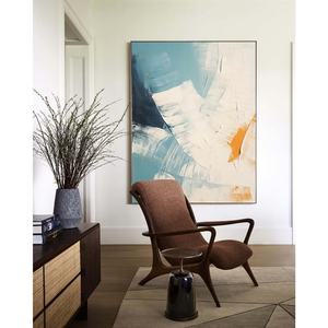 Décoration murale artisanale, peinture murale, décoration intérieure, art mural minimaliste bleu et blanc de luxe, peinture murale - Product Image 1