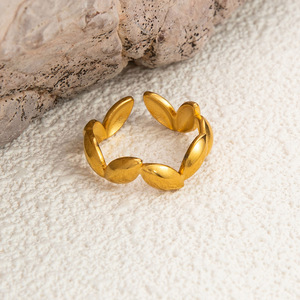Irregular Leaf <b>Ring</b> 18K Gold Plated Stainless Steel Unisex Fashion Jewelry Gift - Product Image 3